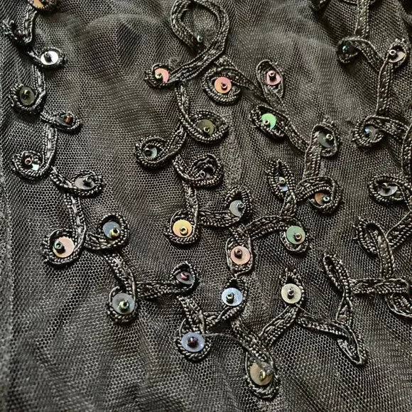 Jordash Black Gothic Mesh Beaded Dress, Size S, y2k style - Picture 3 of 7